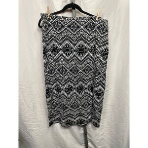 Express Black and White Midi Skirt - Geometric Print